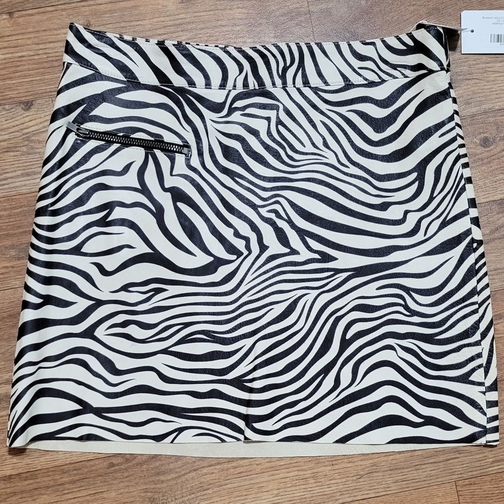 Bonpoint Lambskin Leather Mini Skirt Zebra Pattern Size XS~NWT